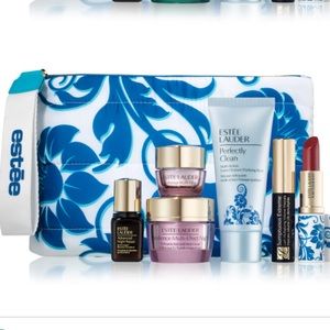 ESTEE LAUDER 7p Resilience Lipstick Lip Liner Makeup Blue Bag NIP $155